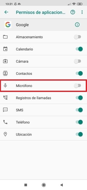 Permisos de Google para acceder al micro revocados