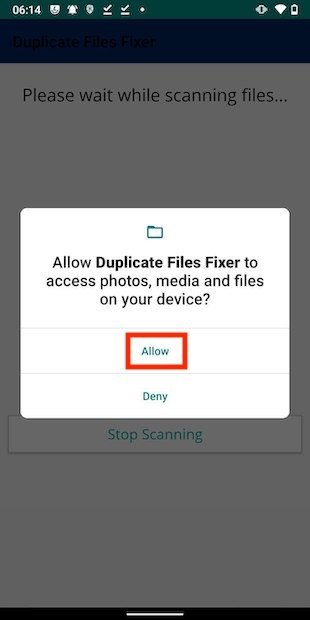 Permitir acceso al almacenamiento en Android