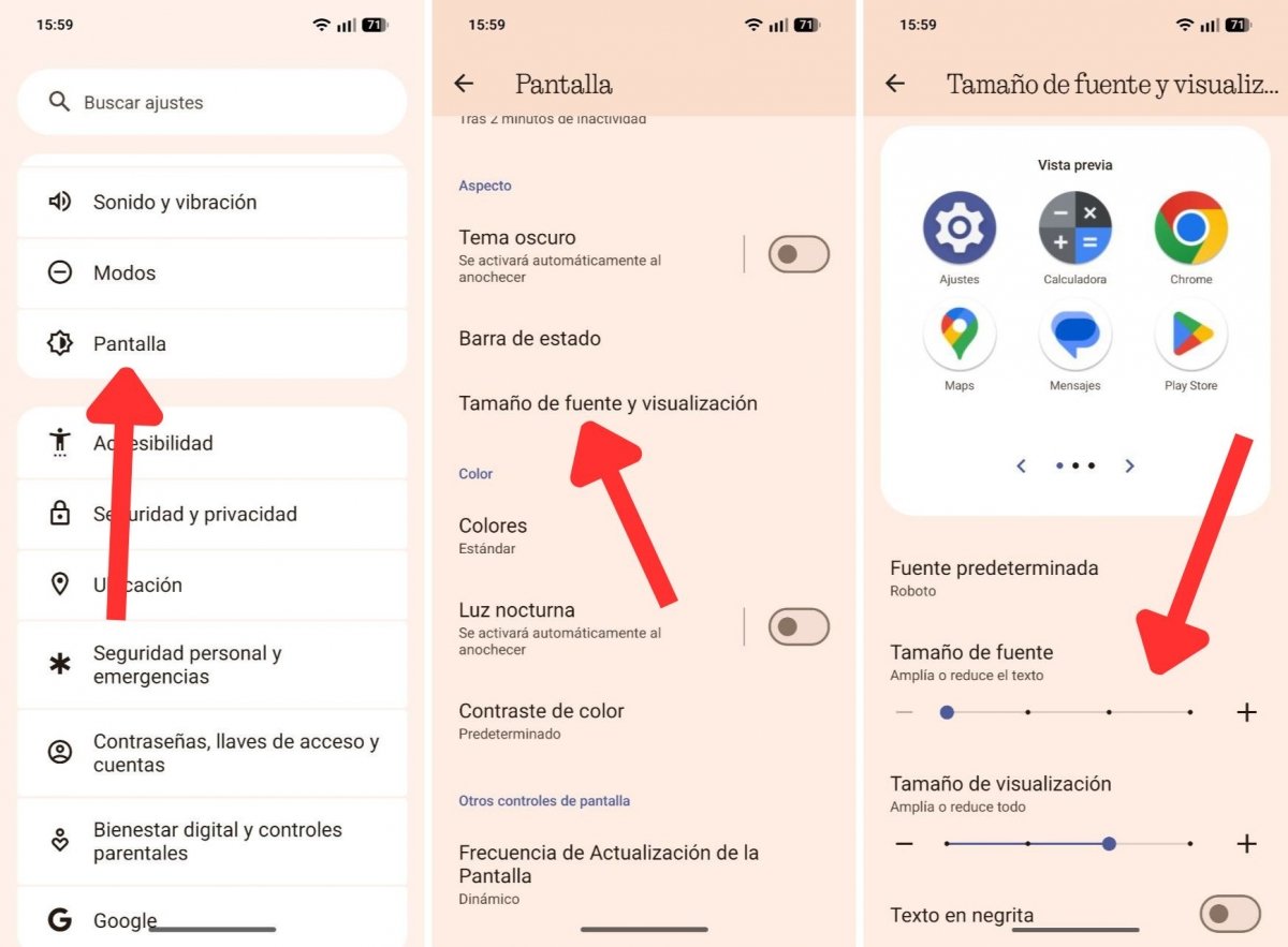 Personaliza el tamaño del texto y de la interfaz para una mejor lectura