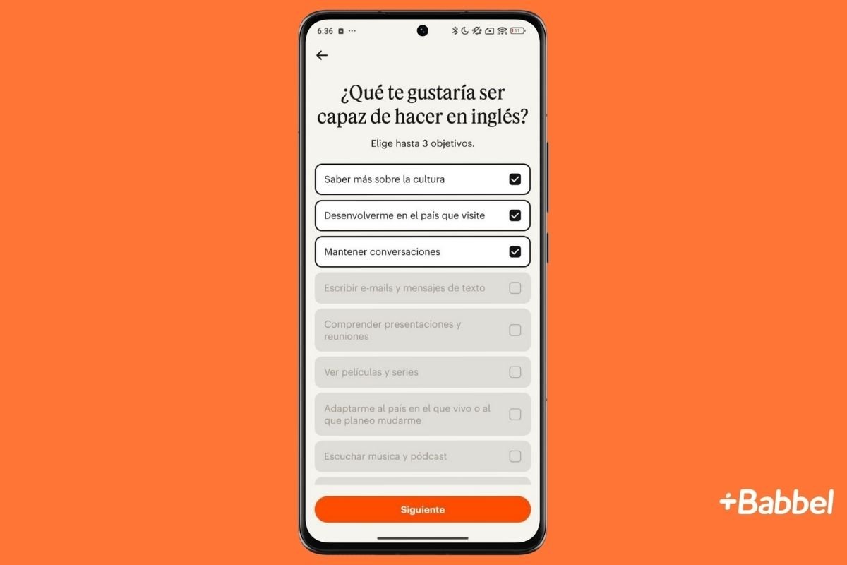 Personalización del temario en Babbel