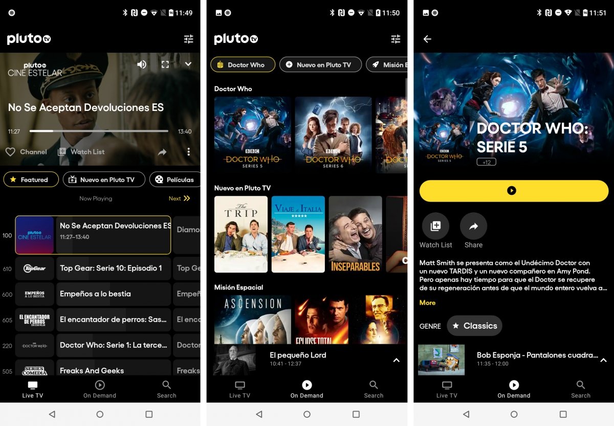 Pluto TV ofrece TV y contenidos bajo demanda