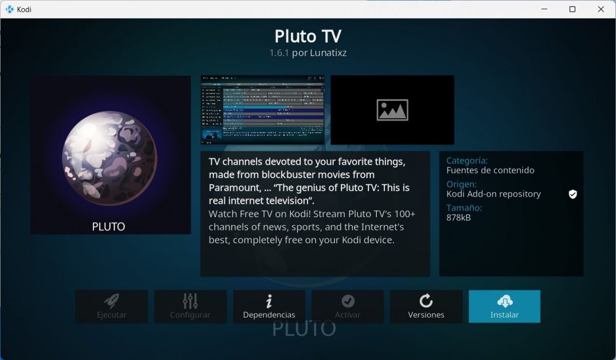 Pluto TV para Kodi