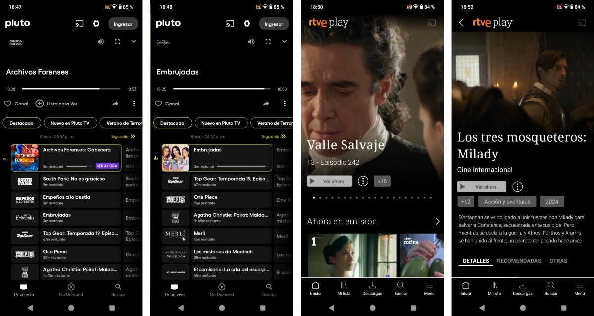 Pluto TV y RTVE Play son dos de las plataformas audiovisuales que ofrecen contenidos gratuitos y legales