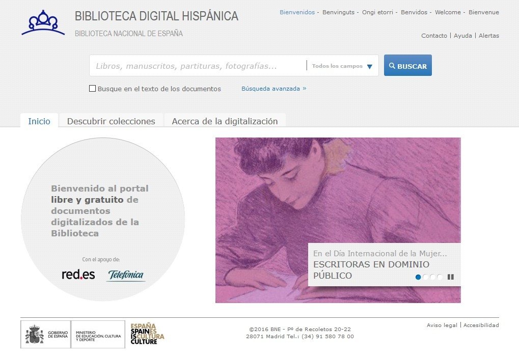 Portada de la Biblioteca Digital Hispánica
