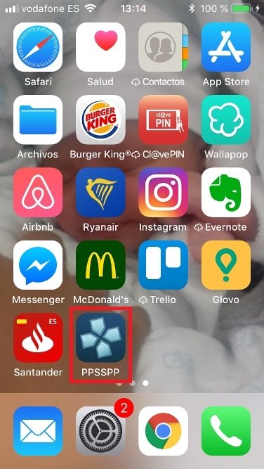 PPSSPP instalado en un iPhone