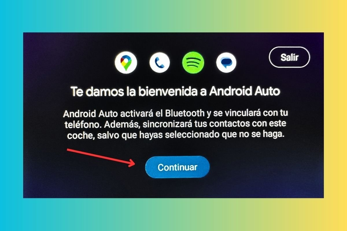 Presiona en este botón para empezar a usar Android Auto