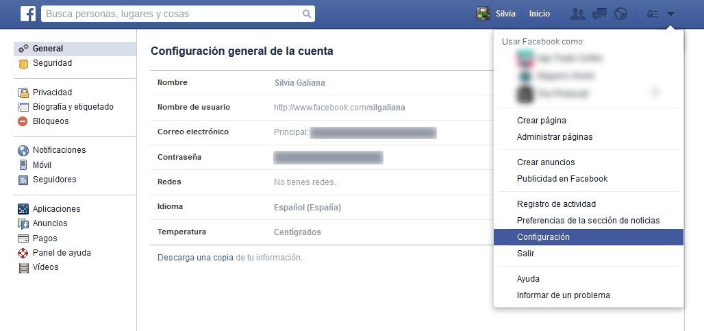 Primer paso para desactivar las notificaciones de Facebook