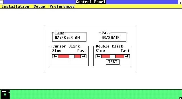 Principales opciones del Panel de Control de Windows 1.0