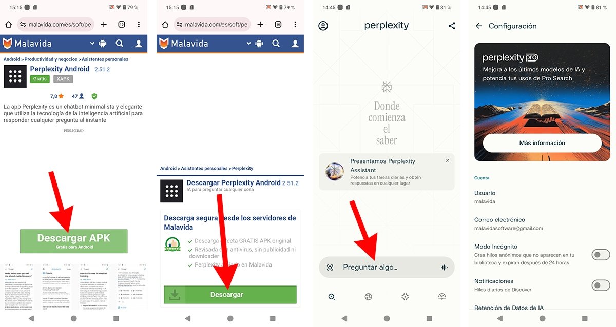 Proceso de descarga, instalación y configuración de la app Perplexity