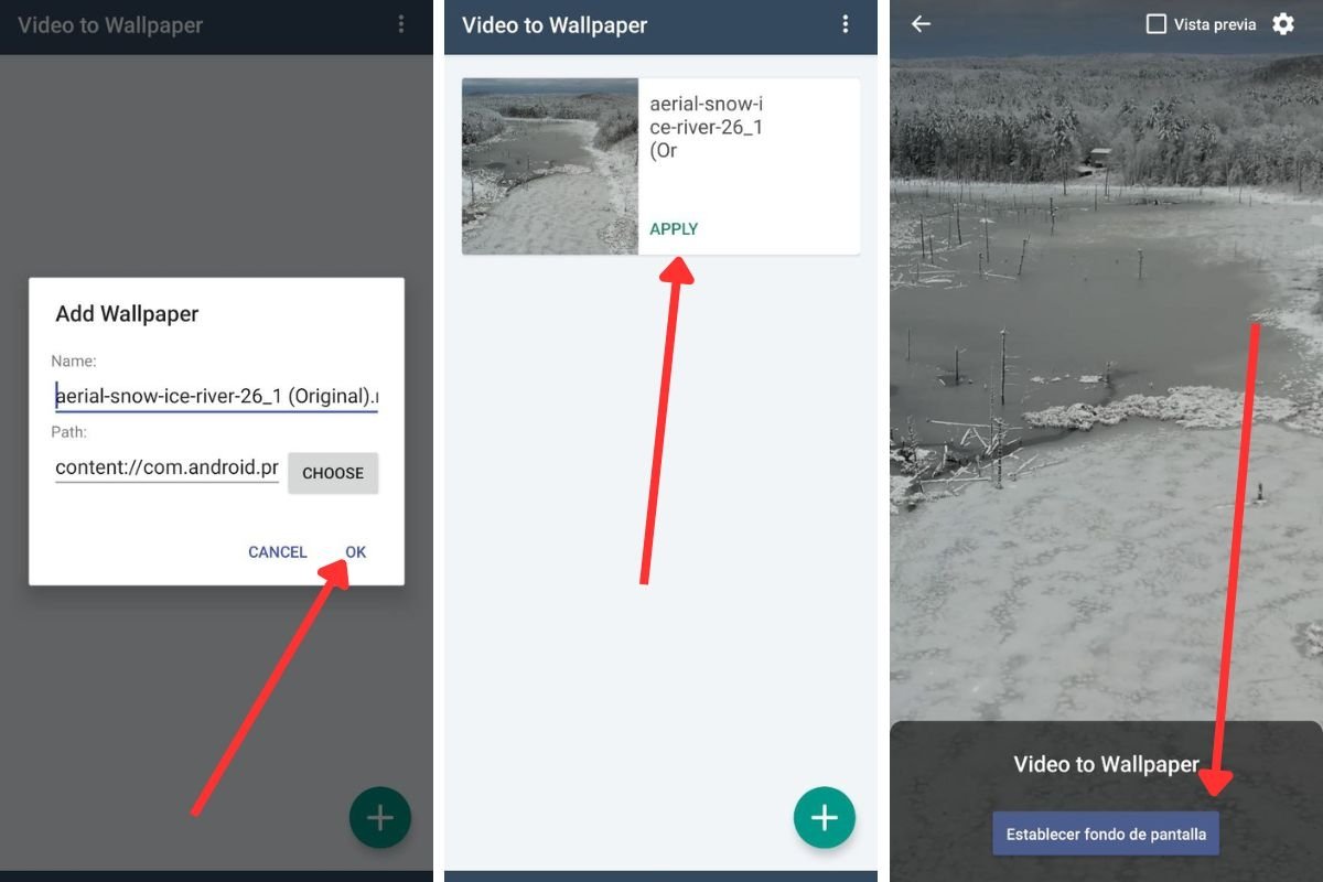 Proceso para configurar un vídeo como fondo en Android con Video to Wallpaper