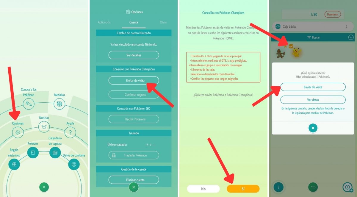 Proceso para enviar de visita un Pokémon de HOME a Champions
