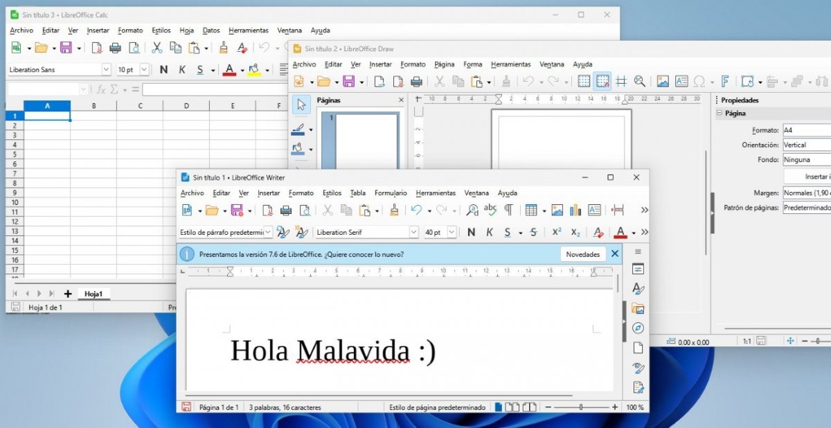Programas incluidos en LibreOffice