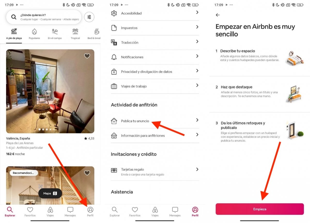 Publicar un nuevo anuncio en Airbnb