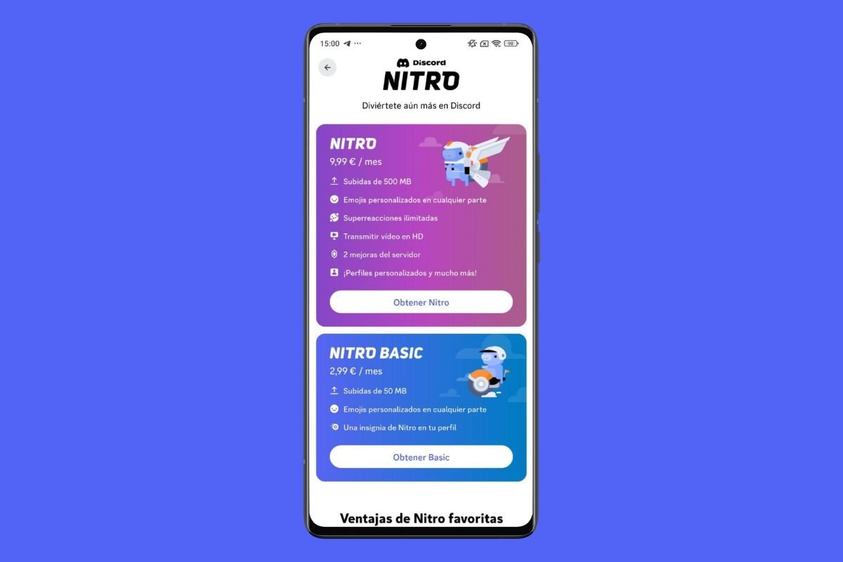 Puedes contratar Nitro directamente desde la app de Discord