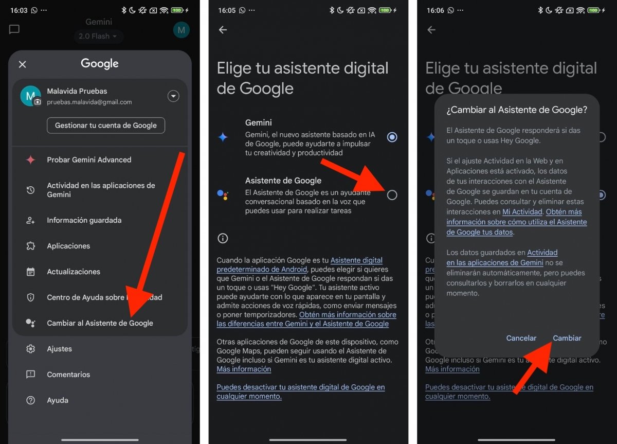 Puedes volver al asistente de Google desde la app de Gemini