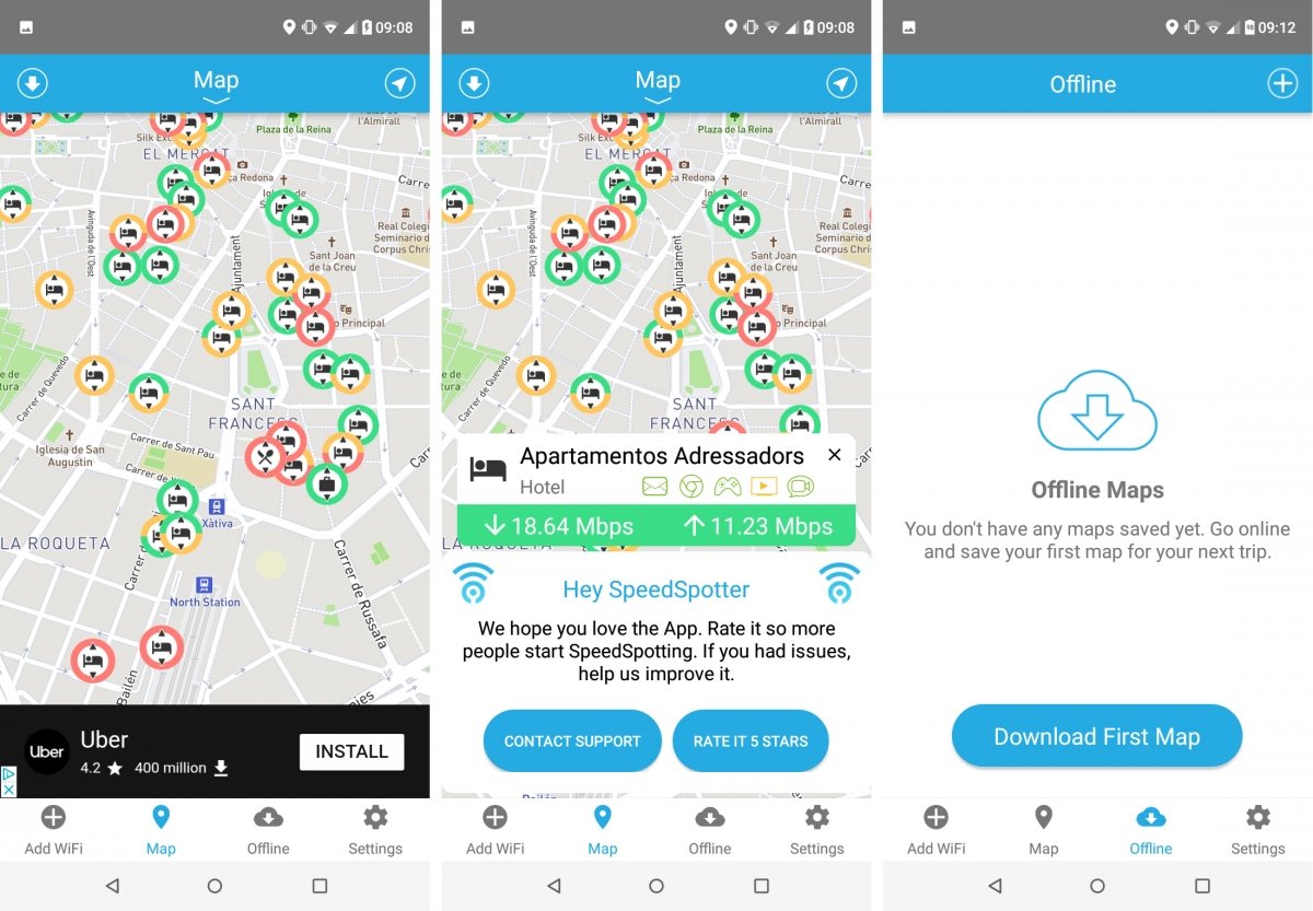 Puntos de acceso wifi vistos en WiFi Finder