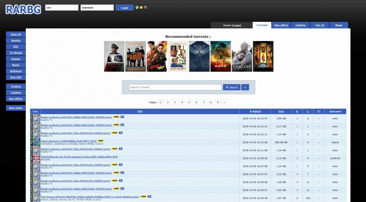 RARBG contiene multitud de torrents