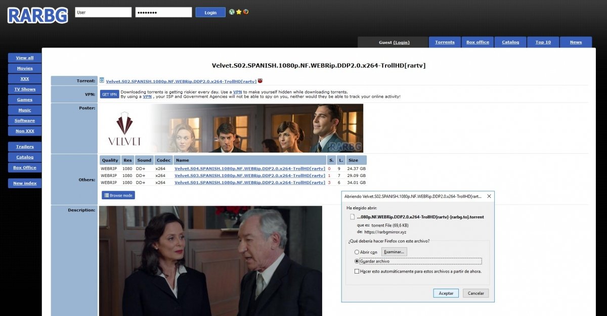 RARBG ofrece bastante contenido en español