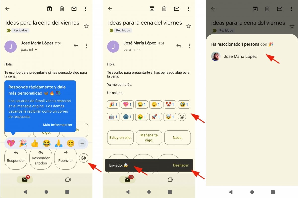 Reaccionar con emojis en Gmail