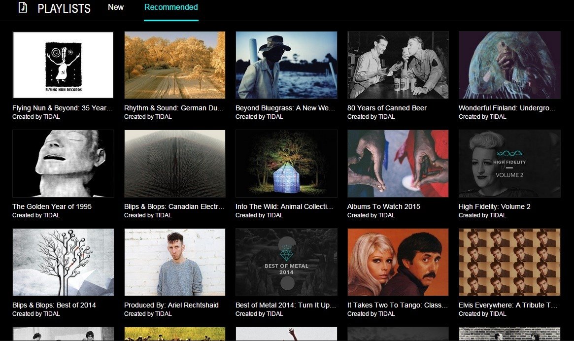Recomendaciones de artistas en TIDAL
