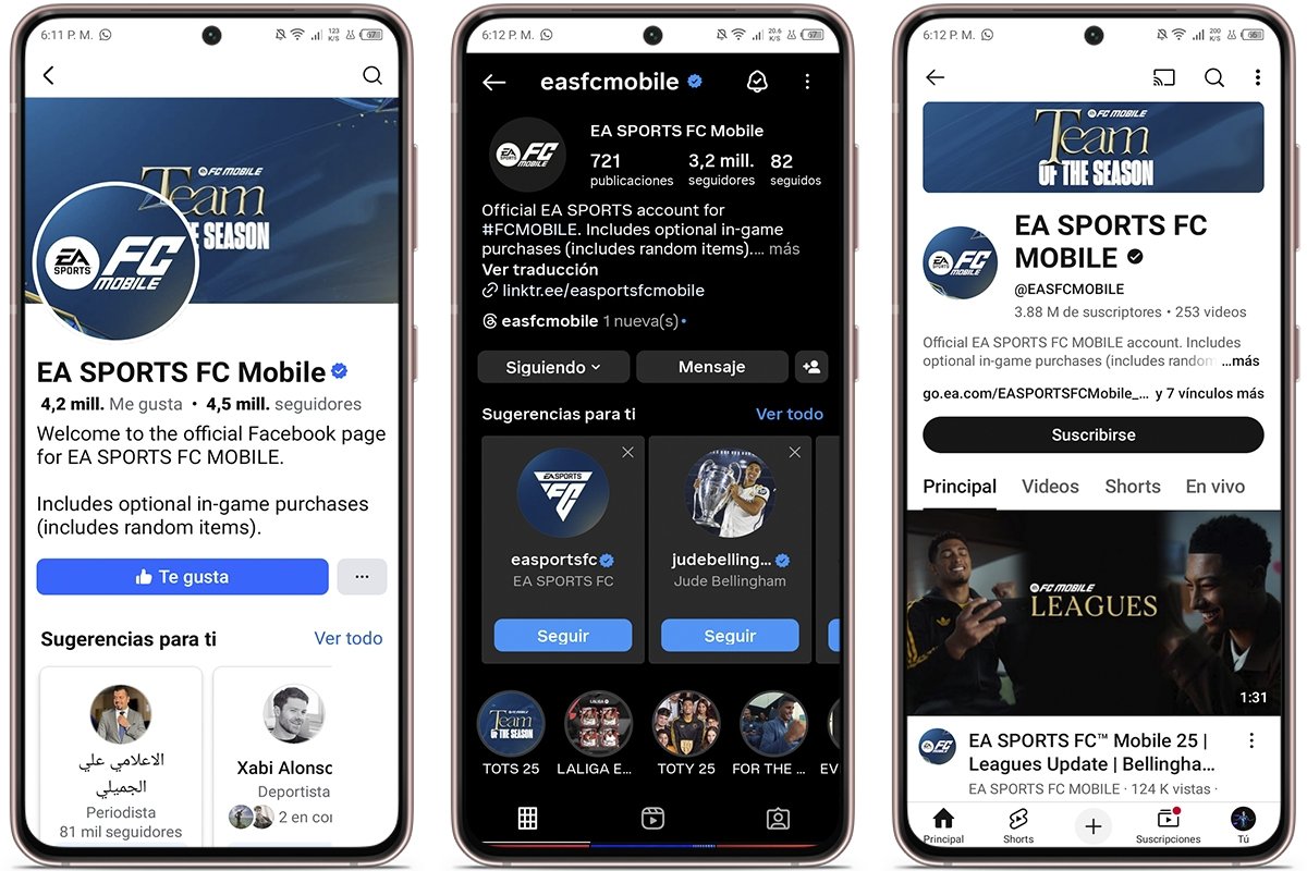 Redes sociales oficiales de EA Sports FC Mobile