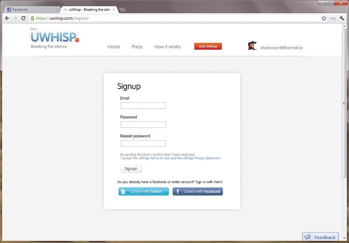Redes sociales uWhisp 2