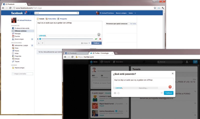 Redes sociales uWhisp 5