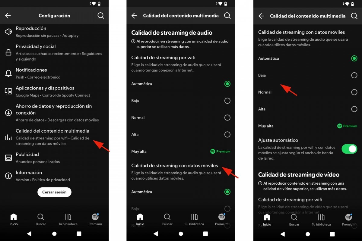 Reducir la calidad del audio de Spotify