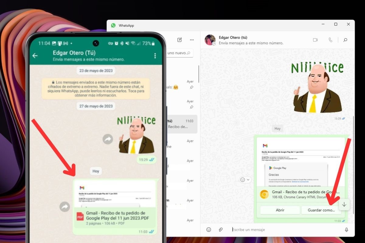 Replicando archivos en WhatsApp gracias a la conversación con ti mismo