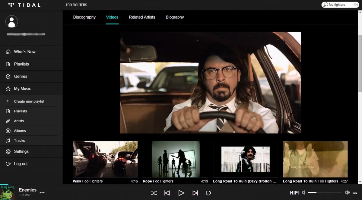 Reproducción de vídeo en TIDAL