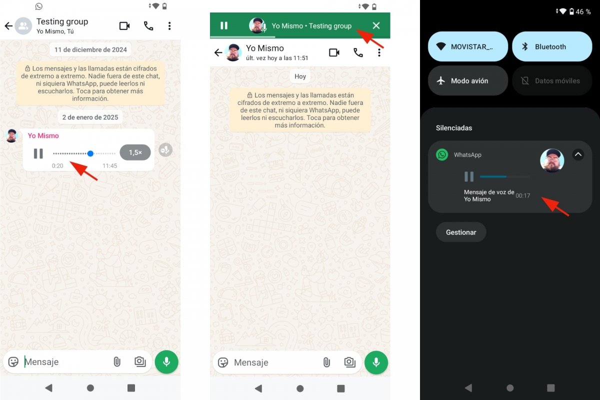 Reproducir mensajes de voz en WhatsApp