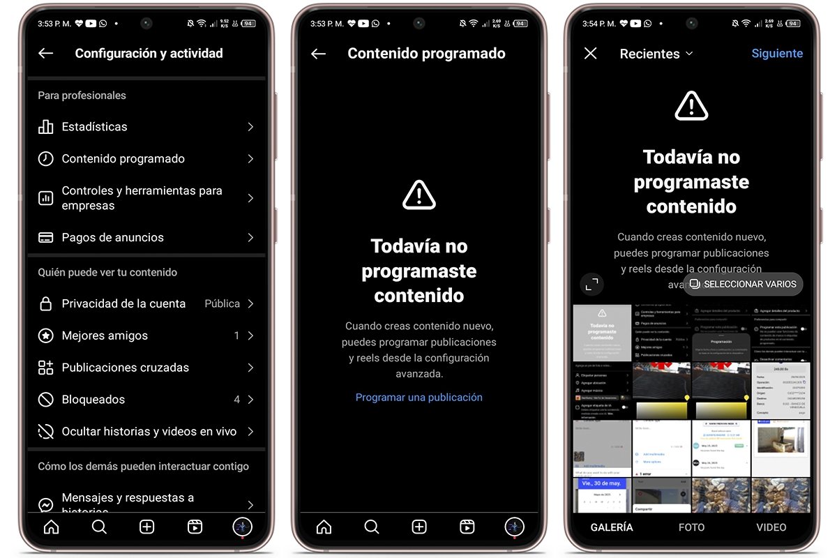 Requisitos para programar historias en Instagram