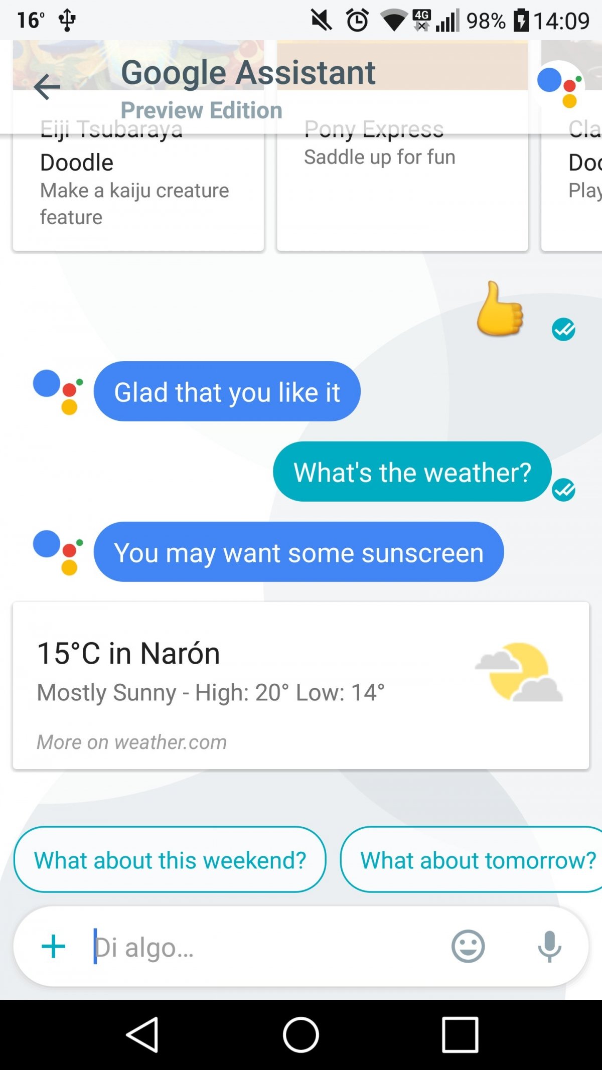 Respuestas inteligentes en Google Allo