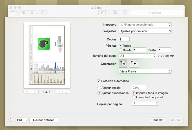 Resulta más práctico mostrar todos los detalles de la función de Imprimir
