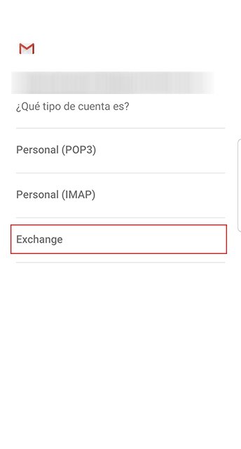Selección de cuenta Exchange