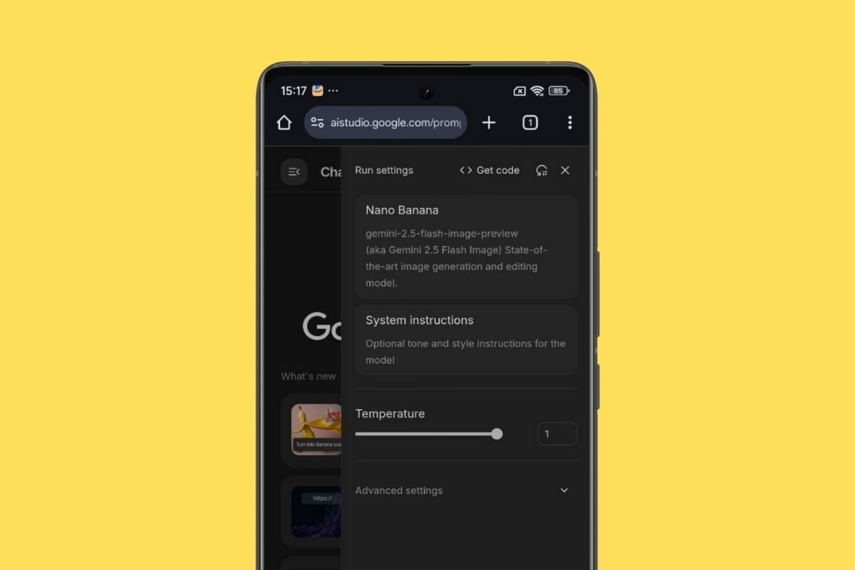Selección de modelos en Google AI Studio