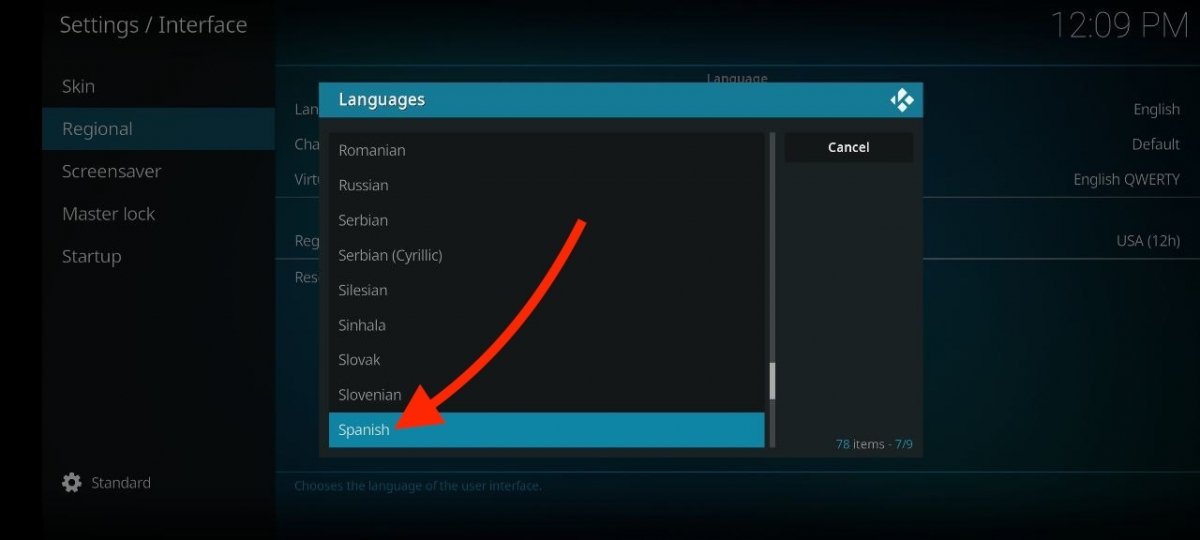 Selecciona el nuevo idioma que quieres usar