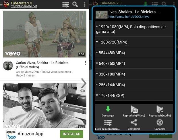 Selecciona entre diferentes resoluciones para descargar el vídeo