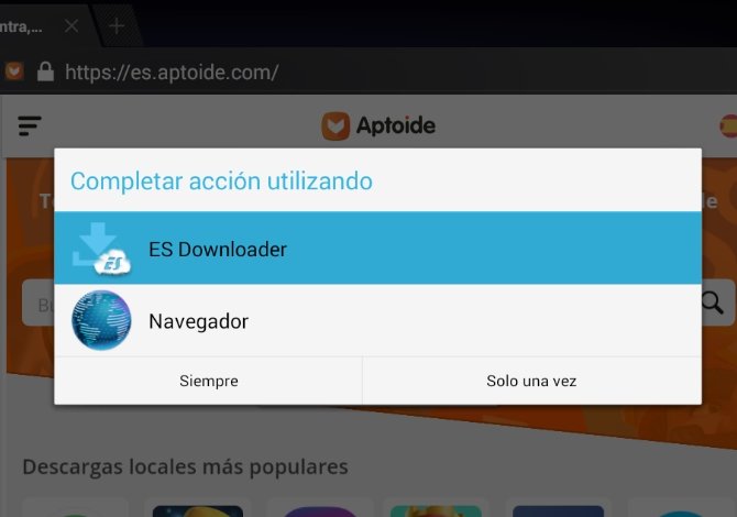 Seleccionamos ES downloader para gestionar la descarga de Aptoide