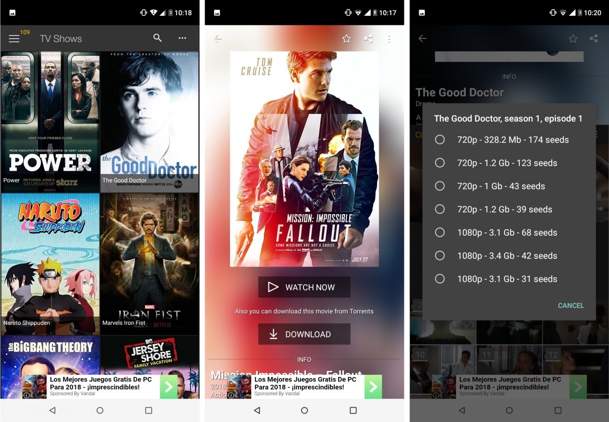 Show Box para Android funciona a la perfección