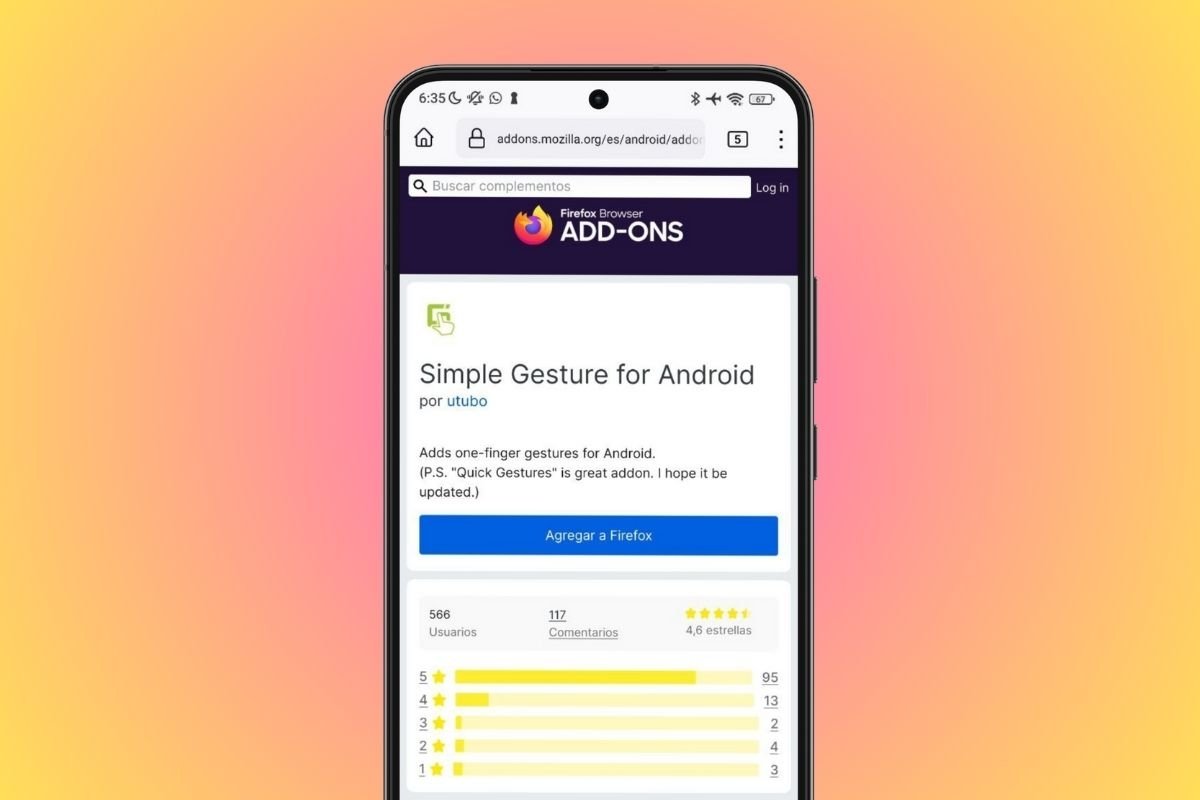 Simple Gesture para Android en Firefox