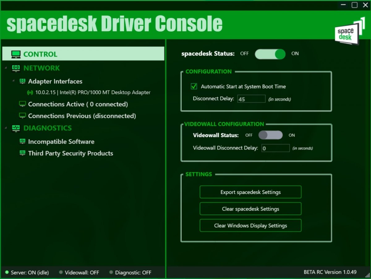 spacedesk Drive Console para Windows
