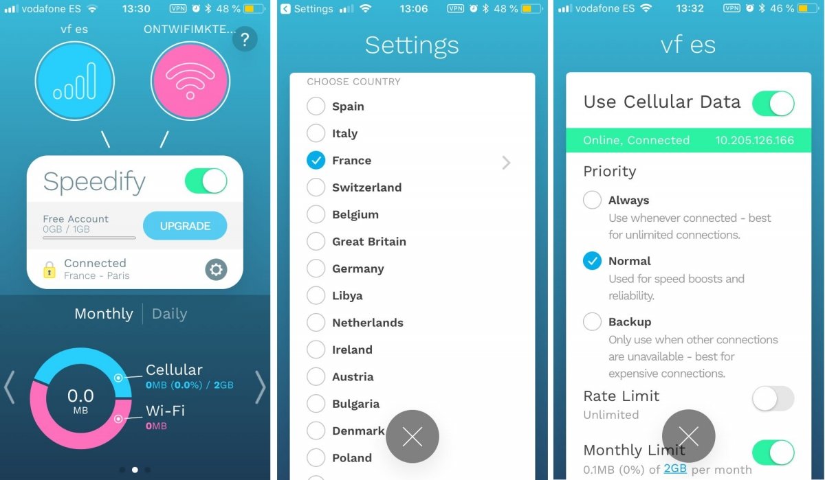Speedify en su versión para iOS
