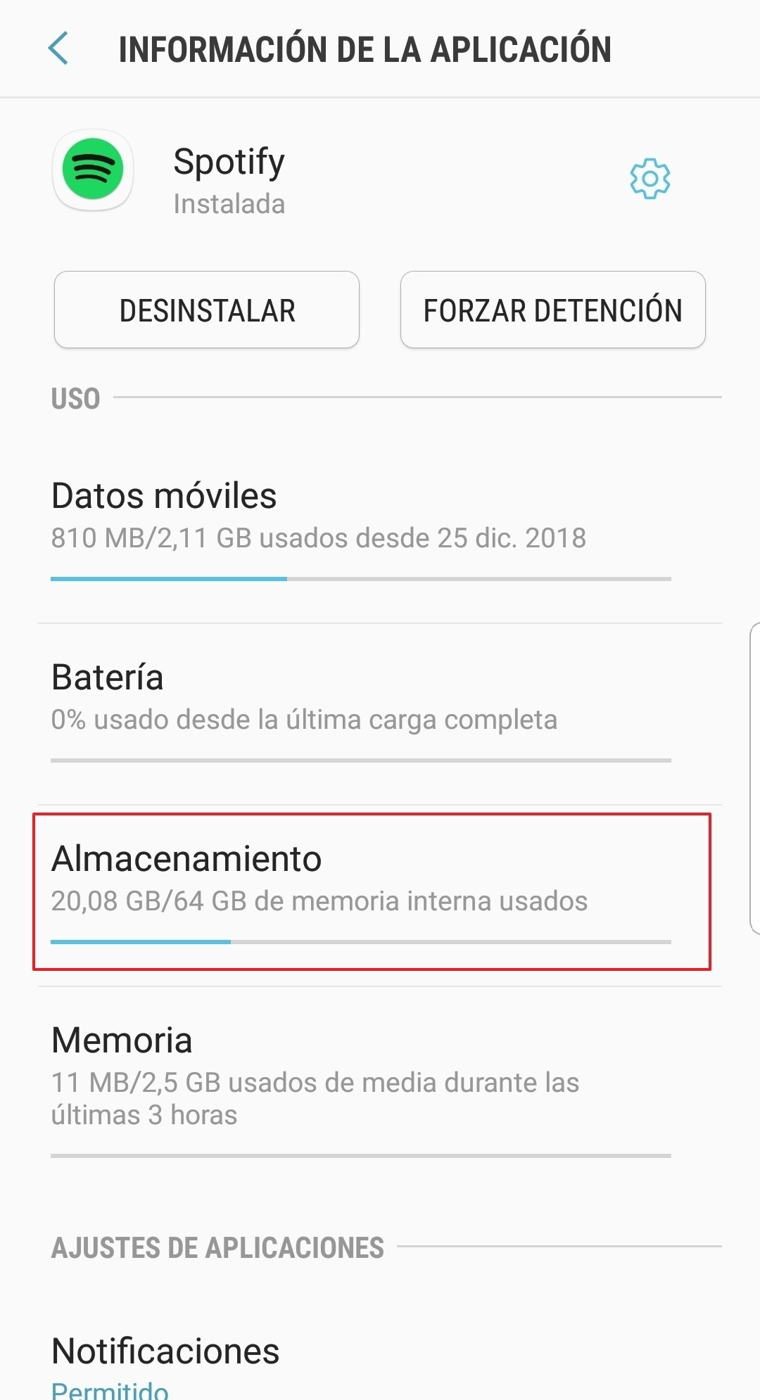 Spotify puede llegar a ocupar muchísimo espacio