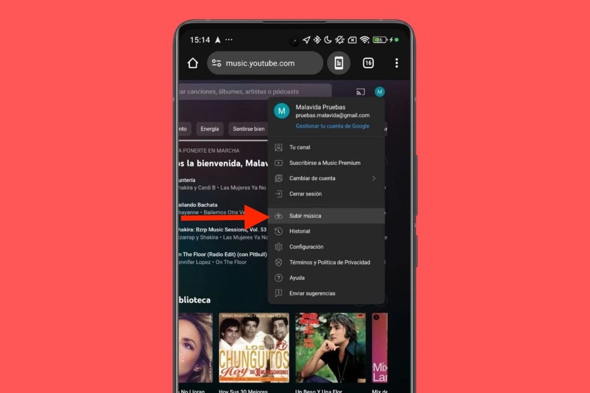 Subir música desde Android a YouTube Music