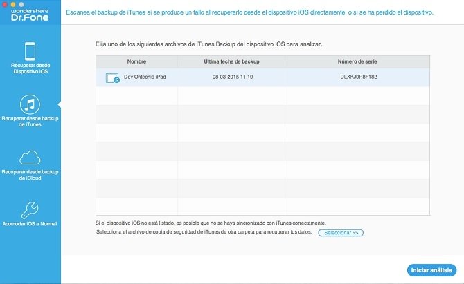 También puedes recuperar archivos de una copia de seguridad de iTunes