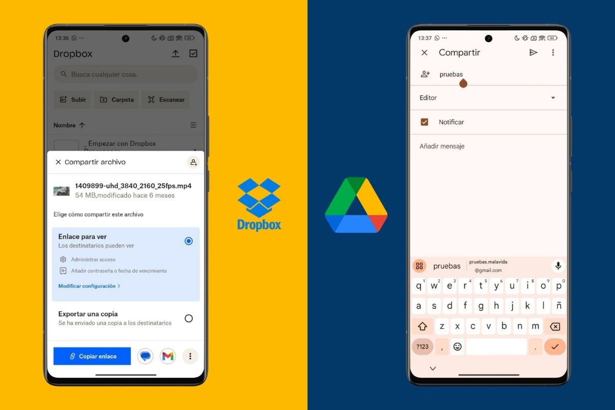 Tanto con Dropbox como en Google Drive vas a poder colaborar con otros y compartir archivos