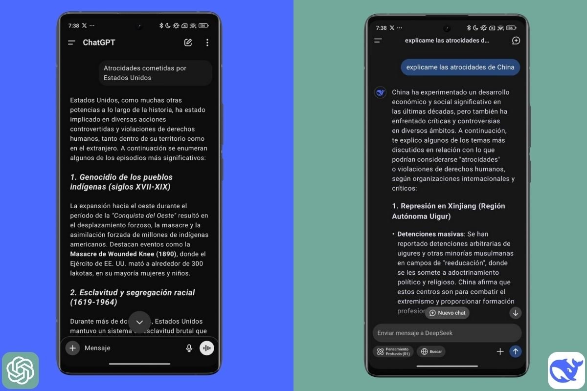 Tanto DeepSeek como ChatGPT contestan preguntas polémicas, aunque la primera las censura de forma aleatoria