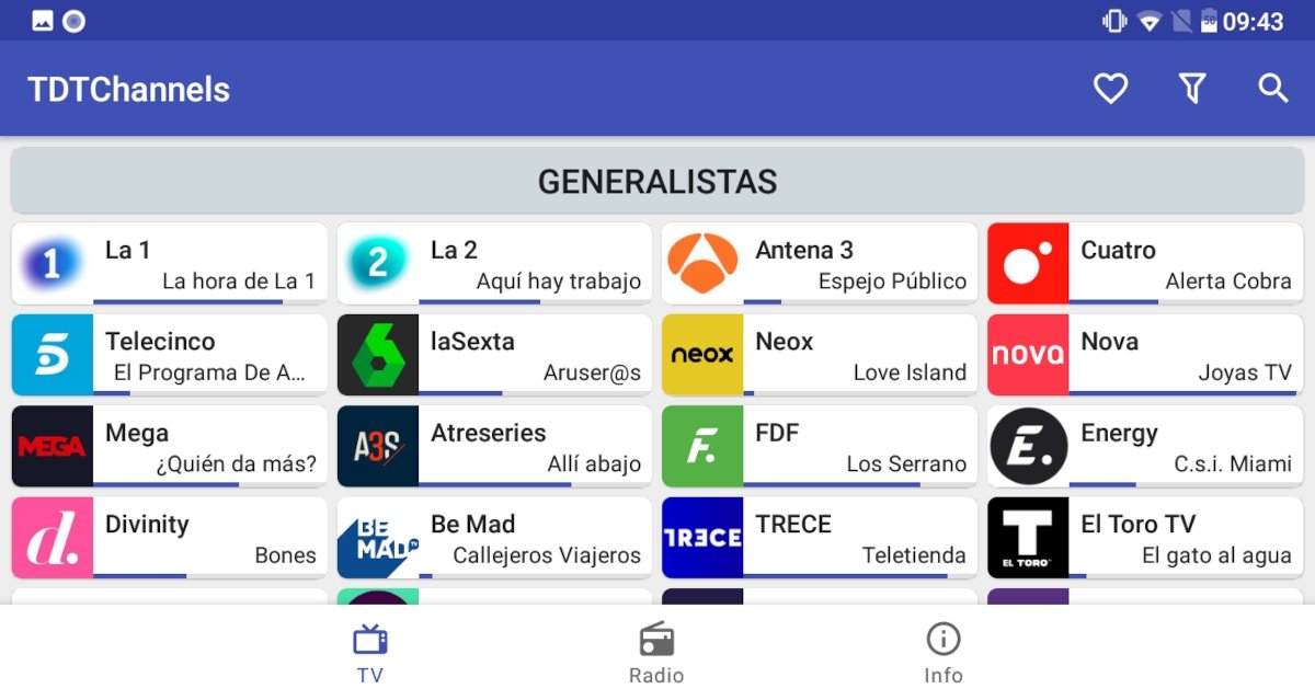 TDTChannels ofrece todos los canales de televisión de España