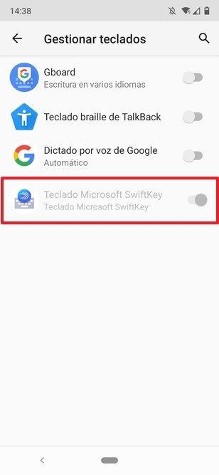 Teclado personalizado activado